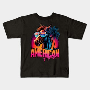 Retro Wave American Horse Miami Kids T-Shirt